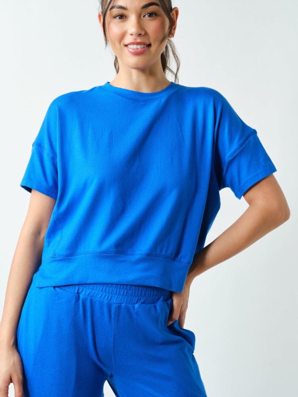 Mono B Brushed Hacci Short Set - Blue